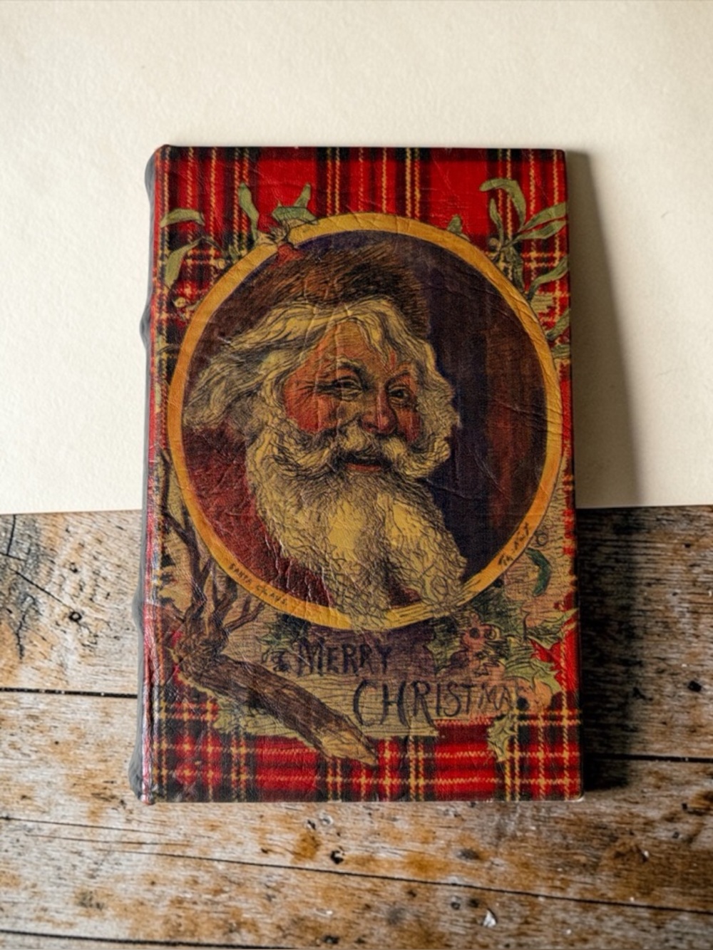 VINTAGE SANTA CHRISTMAS BOOK BOX DECOR STORAGE CONTAINER ST. NOCHOLAS